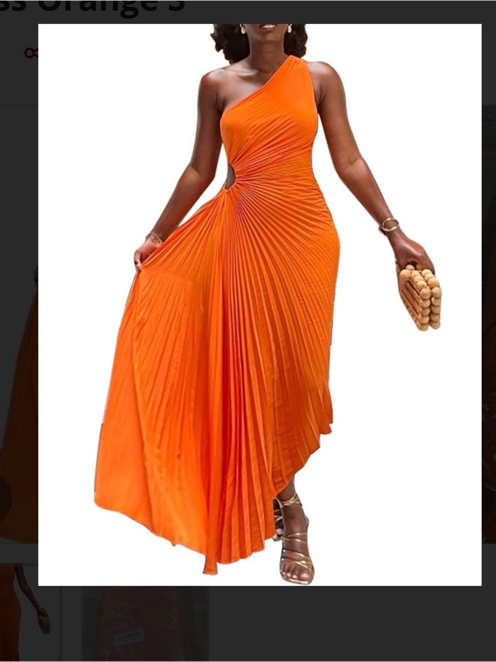 Asymmetric One-Shoulder Orange Pleated Maxi Dress